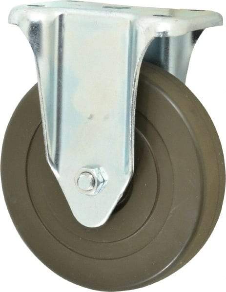 Albion - 5" Diam x 1-1/4" Wide x 6-15/32" OAH Top Plate Mount Rigid Caster - Hard Rubber, 290 Lb Capacity, Self-Lubricating Bearing, 2-7/8 x 3-5/8" Plate - Apex Tool & Supply