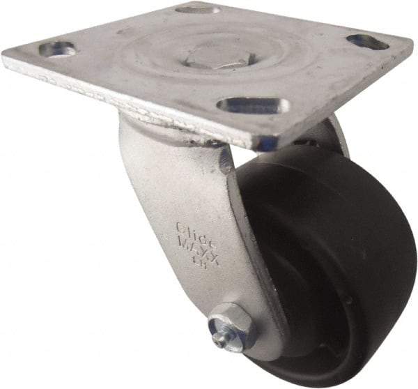 Value Collection - 4" Diam x 2" Wide x 5-5/8" OAH Top Plate Mount Swivel Caster - Polyolefin, 450 Lb Capacity, Roller Bearing, 3-7/8 x 4-1/2" Plate - Apex Tool & Supply