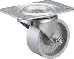 Value Collection - 2-1/2" Diam x 1-1/8" Wide x 3-1/4" OAH Top Plate Mount Swivel Caster - Cast Iron, 200 Lb Capacity, Self-Lubricating Bearing, 2-3/4 x 3-3/4" Plate - Apex Tool & Supply