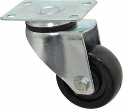 Fairbanks - 3" Diam x 1-1/4" Wide x 4-3/8" OAH Top Plate Mount Swivel Caster - Hard Rubber, 250 Lb Capacity, Self-Lubricating Bearing, 2-7/8 x 3-5/8" Plate - Apex Tool & Supply