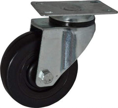 Fairbanks - 4" Diam x 1-1/4" Wide x 5-13/32" OAH Top Plate Mount Swivel Caster - Hard Rubber, 275 Lb Capacity, Self-Lubricating Bearing, 2-7/8 x 3-5/8" Plate - Apex Tool & Supply