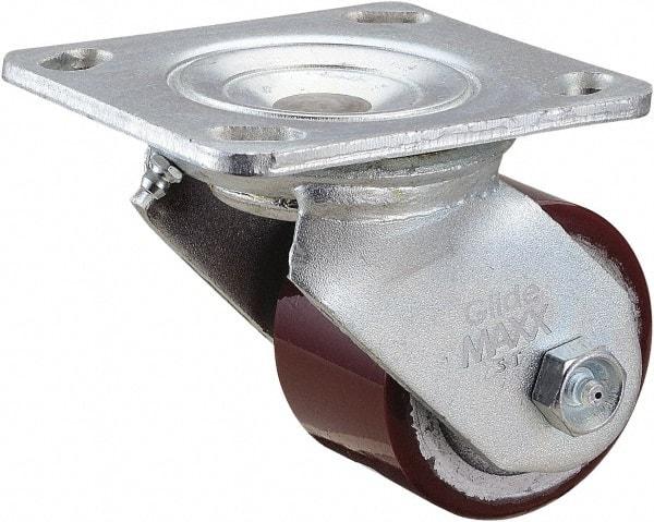 Value Collection - 3" Diam x 1-1/2" Wide x 4-1/2" OAH Top Plate Mount Swivel Caster - Polyurethane, 420 Lb Capacity, Roller Bearing, 4 x 4-1/2" Plate - Apex Tool & Supply