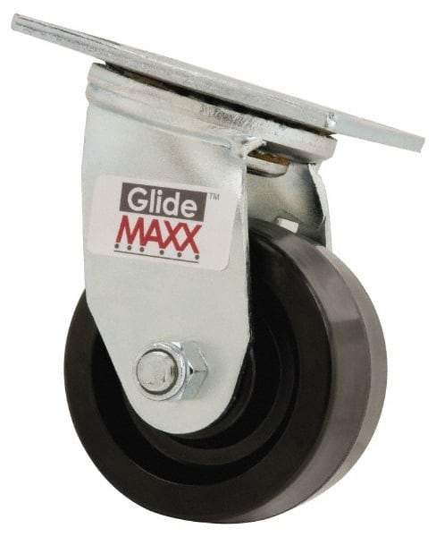 Value Collection - 4" Diam x 2" Wide x 5-5/8" OAH Top Plate Mount Swivel Caster - Phenolic, 800 Lb Capacity, Roller Bearing, 4 x 4-1/2" Plate - Apex Tool & Supply