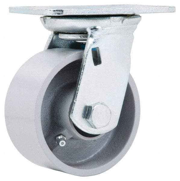Fairbanks - 4" Diam x 2" Wide x 5-3/8" OAH Top Plate Mount Swivel Caster - Semi-Steel, 700 Lb Capacity, Roller Bearing, 4 x 4-1/2" Plate - Apex Tool & Supply