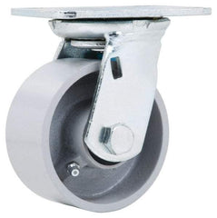 Fairbanks - 4" Diam x 2" Wide x 5-3/8" OAH Top Plate Mount Swivel Caster - Semi-Steel, 700 Lb Capacity, Roller Bearing, 4 x 4-1/2" Plate - Apex Tool & Supply