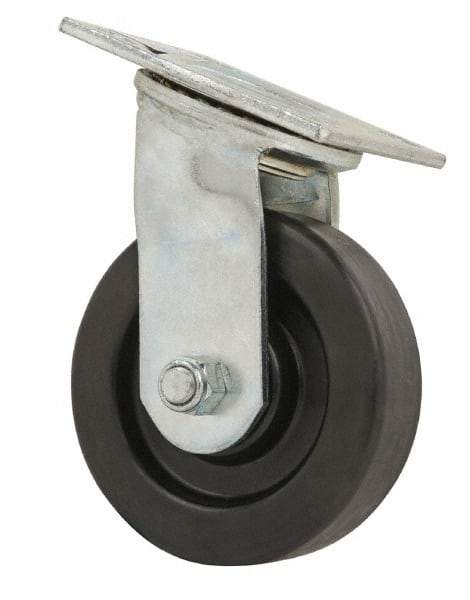 Value Collection - 5" Diam x 1-1/2" Wide x 6-1/2" OAH Top Plate Mount Swivel Caster - Phenolic, 600 Lb Capacity, Roller Bearing, 4 x 4-1/2" Plate - Apex Tool & Supply