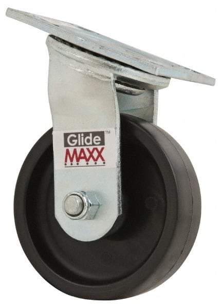 Value Collection - 5" Diam x 1-1/2" Wide x 6-1/2" OAH Top Plate Mount Swivel Caster - Polyolefin, 550 Lb Capacity, Delrin Bearing, 4 x 4-1/2" Plate - Apex Tool & Supply