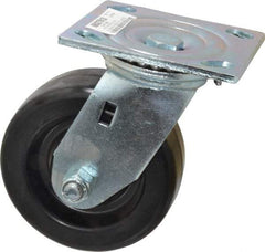Value Collection - 5" Diam x 2" Wide x 6-1/2" OAH Top Plate Mount Swivel Caster - Phenolic, 1,000 Lb Capacity, Roller Bearing, 4 x 4-1/2" Plate - Apex Tool & Supply
