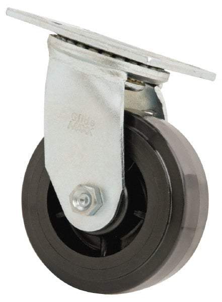 Value Collection - 5" Diam x 2" Wide x 6-1/2" OAH Top Plate Mount Swivel Caster - Polyolefin, 650 Lb Capacity, Delrin Bearing, 4 x 4-1/2" Plate - Apex Tool & Supply