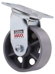 Value Collection - 5" Diam x 2" Wide x 6-1/2" OAH Top Plate Mount Swivel Caster - Semi-Steel, 1,000 Lb Capacity, Roller Bearing, 4 x 4-1/2" Plate - Apex Tool & Supply