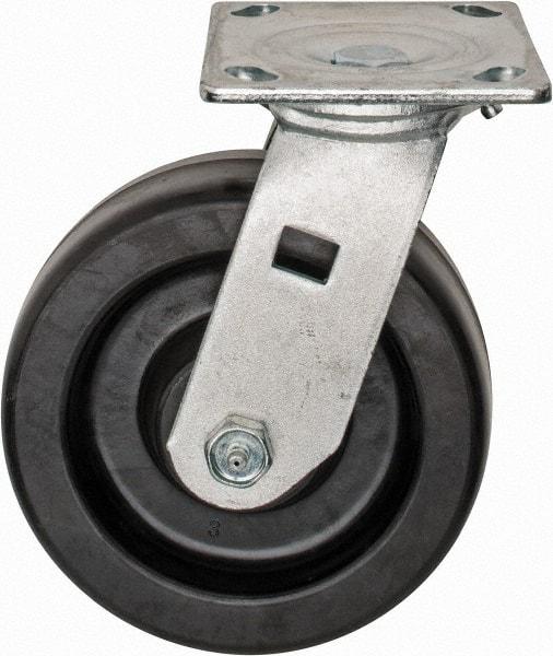 Value Collection - 6" Diam x 2" Wide x 7-1/2" OAH Top Plate Mount Swivel Caster - Phenolic, 1,200 Lb Capacity, Roller Bearing, 4 x 4-1/2" Plate - Apex Tool & Supply