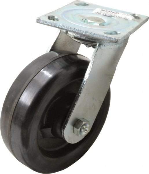 Value Collection - 6" Diam x 2" Wide x 7-1/2" OAH Top Plate Mount Swivel Caster with Brake - Phenolic, 1,200 Lb Capacity, Roller Bearing, 4 x 4-1/2" Plate - Apex Tool & Supply