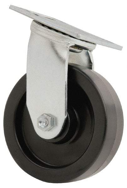 Value Collection - 6" Diam x 2" Wide x 7-1/2" OAH Top Plate Mount Swivel Caster - Polyolefin, 800 Lb Capacity, Roller Bearing, 4 x 4-1/2" Plate - Apex Tool & Supply