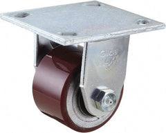 Value Collection - 3" Diam x 2" Wide x 4-1/2" OAH Top Plate Mount Rigid Caster - Polyurethane, 420 Lb Capacity, Roller Bearing, 4 x 4-1/2" Plate - Apex Tool & Supply