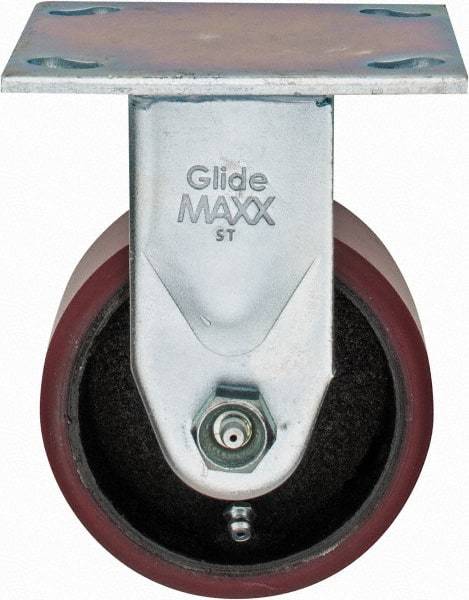 Value Collection - 4" Diam x 2" Wide x 5-5/8" OAH Top Plate Mount Rigid Caster - Polyurethane, 700 Lb Capacity, Roller Bearing, 4 x 4-1/2" Plate - Apex Tool & Supply