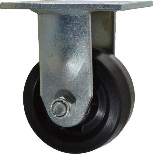 Value Collection - 4" Diam x 2" Wide x 5-5/8" OAH Top Plate Mount Rigid Caster - Phenolic, 800 Lb Capacity, Roller Bearing, 4 x 4-1/2" Plate - Apex Tool & Supply