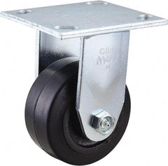Value Collection - 4" Diam x 2" Wide x 5-5/8" OAH Top Plate Mount Rigid Caster - Rubber, 300 Lb Capacity, Roller Bearing, 4 x 4-1/2" Plate - Apex Tool & Supply