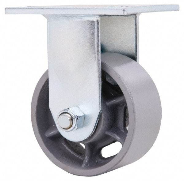 Value Collection - 4" Diam x 2" Wide x 5-5/8" OAH Top Plate Mount Rigid Caster - Semi-Steel, 700 Lb Capacity, Roller Bearing, 4 x 4-1/2" Plate - Apex Tool & Supply