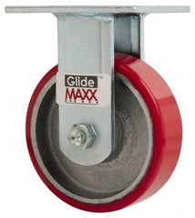Value Collection - 5" Diam x 1-1/2" Wide x 6-1/2" OAH Top Plate Mount Rigid Caster - Polyurethane, 800 Lb Capacity, Roller Bearing, 4 x 4-1/2" Plate - Apex Tool & Supply