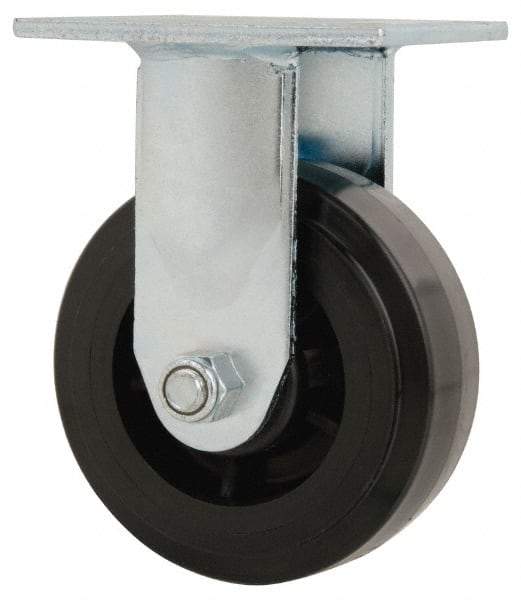 Value Collection - 5" Diam x 2" Wide x 6-1/2" OAH Top Plate Mount Rigid Caster - Polyolefin, 650 Lb Capacity, Delrin Bearing, 4 x 4-1/2" Plate - Apex Tool & Supply