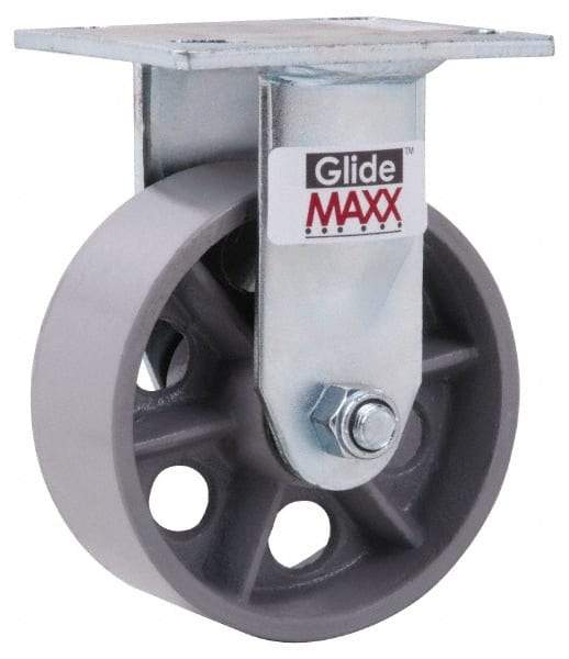 Value Collection - 5" Diam x 2" Wide x 6-1/2" OAH Top Plate Mount Rigid Caster - Semi-Steel, 1,000 Lb Capacity, Roller Bearing, 4 x 4-1/2" Plate - Apex Tool & Supply