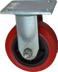 Value Collection - 5" Diam x 2" Wide x 6-1/2" OAH Top Plate Mount Rigid Caster - Polyurethane, 600 Lb Capacity, Roller Bearing, 4 x 4-1/2" Plate - Apex Tool & Supply