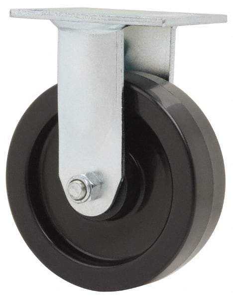 Value Collection - 6" Diam x 2" Wide x 7-1/2" OAH Top Plate Mount Rigid Caster - Polyolefin, 800 Lb Capacity, Roller Bearing, 4 x 4-1/2" Plate - Apex Tool & Supply