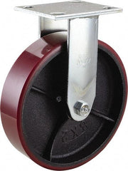 Value Collection - 8" Diam x 2" Wide x 9-1/2" OAH Top Plate Mount Rigid Caster - Polyurethane, 1,200 Lb Capacity, Roller Bearing, 4 x 4-1/2" Plate - Apex Tool & Supply