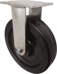 Value Collection - 8" Diam x 2" Wide x 9-1/2" OAH Top Plate Mount Rigid Caster - Phenolic, 900 Lb Capacity, Roller Bearing, 4 x 4-1/2" Plate - Apex Tool & Supply