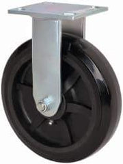 Value Collection - 8" Diam x 2" Wide x 9-1/2" OAH Top Plate Mount Rigid Caster - Polyolefin, 1,000 Lb Capacity, Roller Bearing, 4 x 4-1/2" Plate - Apex Tool & Supply