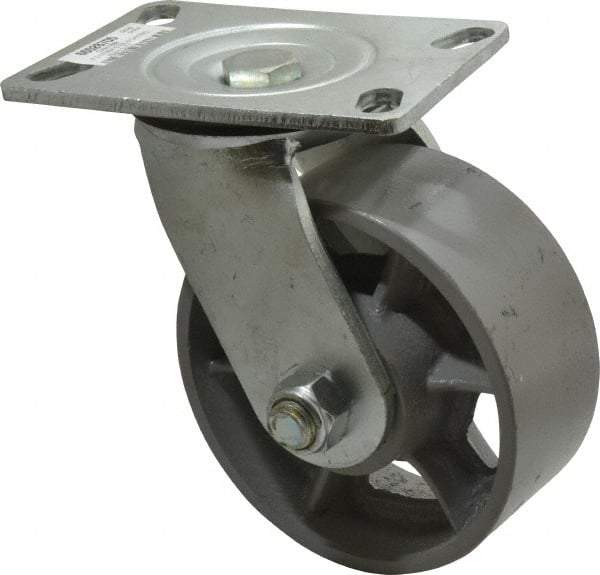 Value Collection - 6" Diam x 2-1/2" Wide x 7-1/2" OAH Top Plate Mount Swivel Caster - Semi-Steel, 1,800 Lb Capacity, Roller Bearing, 4-1/2 x 6-1/4" Plate - Apex Tool & Supply