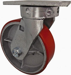 Value Collection - 8" Diam x 2-1/2" Wide x 10-1/8" OAH Top Plate Mount Swivel Caster - Polyurethane, 1,800 Lb Capacity, Roller Bearing, 4-1/2 x 6-1/2" Plate - Apex Tool & Supply