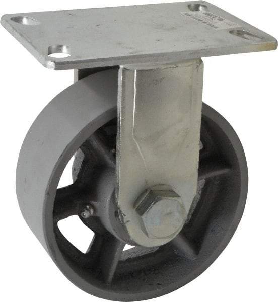 Value Collection - 6" Diam x 2-1/2" Wide x 7-1/2" OAH Top Plate Mount Rigid Caster - Semi-Steel, 1,800 Lb Capacity, Roller Bearing, 4-1/2 x 6-1/4" Plate - Apex Tool & Supply