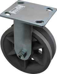 Value Collection - 6" Diam x 2" Wide, Metal With Groove Rigid Caster - 1,000 Lb Capacity, Top Plate Mount, 4" x 4-1/2" Plate, Roller Bearing - Apex Tool & Supply