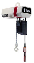 Coffing - 1 Ton Capacity, 16 FPM Lift Speed, Electric Chain Hoist - 15' Max Lift, 16-3/4" Min Headroom, 1 Chain - Apex Tool & Supply