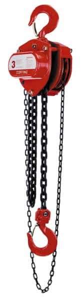 Coffing - 4,000 Lb Lifting Capacity, 15' Lift Height, Hand Hoist - Made from Chain, 75' Overhaul to Lift 1', 74 Lb Avg Pull to Lift Rated Load - Apex Tool & Supply