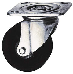 Albion - 3" Diam x 1-1/4" Wide x 3-11/16" OAH Top Plate Mount Swivel Caster - Hard Rubber, 225 Lb Capacity, Self-Lubricating Bearing, 3-1/8 x 4-1/8" Plate - Apex Tool & Supply