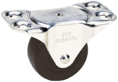 Albion - 2-1/2" Diam x 1-1/8" Wide x 2-7/8" OAH Top Plate Mount Rigid Caster - Hard Rubber, 175 Lb Capacity, Self-Lubricating Bearing, 2-1/4 x 4-1/2" Plate - Apex Tool & Supply