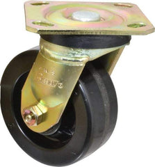 Albion - 5" Diam x 2" Wide x 6-1/2" OAH Top Plate Mount Swivel Caster - Phenolic, 1,100 Lb Capacity, Roller Bearing, 4 x 4-1/2" Plate - Apex Tool & Supply