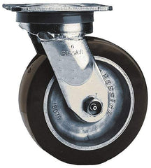 Albion - 6" Diam x 2" Wide x 7-1/2" OAH Top Plate Mount Swivel Caster - Polyolefin, 700 Lb Capacity, Roller Bearing, 4 x 4-1/2" Plate - Apex Tool & Supply