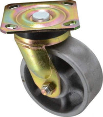 Albion - 5" Diam x 2" Wide x 6-1/2" OAH Top Plate Mount Swivel Caster - Semi-Steel, 1,100 Lb Capacity, Roller Bearing, 4 x 4-1/2" Plate - Apex Tool & Supply