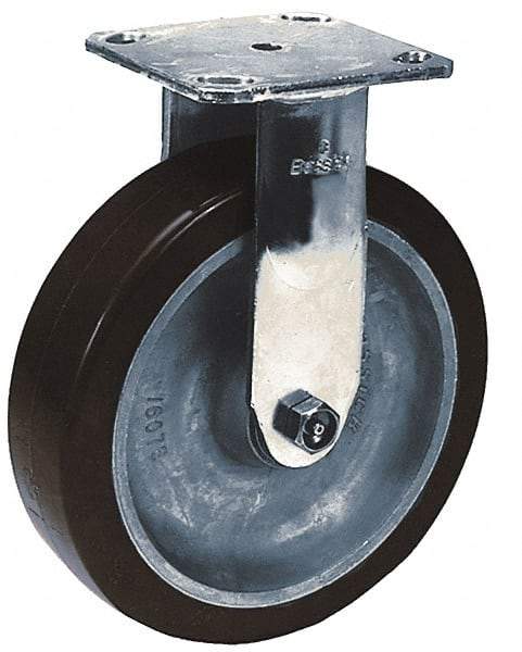 Albion - 8" Diam x 2" Wide x 9-1/2" OAH Top Plate Mount Rigid Caster - Polyurethane, 900 Lb Capacity, Roller Bearing, 4 x 4-1/2" Plate - Apex Tool & Supply