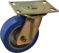 Albion - 6" Diam x 2" Wide x 7-1/2" OAH Top Plate Mount Swivel Caster - Polyurethane, 1,750 Lb Capacity, Sealed Roller Bearing, 4-1/2 x 6-5/16" Plate - Apex Tool & Supply