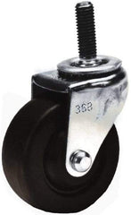 Shepherd - 3" Diam x 13/16" Wide x 3-1/2" OAH Stem Mount Swivel Caster with Brake - Hard Rubber, 120 Lb Capacity, Nylon Bearing, 3/8-16 x 1-1/2" Threaded Stem - Apex Tool & Supply