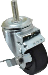 Albion - 3" Diam x 1-1/4" Wide x 4-1/4" OAH Stem Mount Swivel Caster with Brake - Soft Rubber, 150 Lb Capacity, Nylon Bearing, 1/2-13 x 1-1/2" Threaded Stem - Apex Tool & Supply