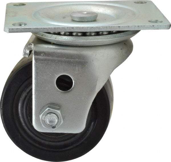 Albion - 3" Diam x 1-13/16" Wide x 3-31/32" OAH Top Plate Mount Swivel Caster - Phenolic, 700 Lb Capacity, Roller Bearing, 3-1/8 x 4-1/8" Plate - Apex Tool & Supply