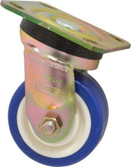 Albion - 4" Diam x 2" Wide x 5-5/8" OAH Top Plate Mount Swivel Caster - Polyurethane, 600 Lb Capacity, Roller Bearing, 4 x 4-1/2" Plate - Apex Tool & Supply