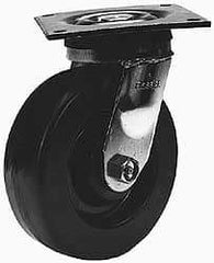 Albion - 5" Diam x 2" Wide x 6-1/2" OAH Top Plate Mount Rigid Caster - Phenolic, 900 Lb Capacity, Roller Bearing, 5 x 5-1/2" Plate - Apex Tool & Supply