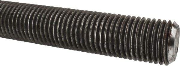 Made in USA - 1-1/4-7 UNC (Coarse), 6' Long, Low Carbon Steel Threaded Rod - Oil Finish Finish, Right Hand Thread - Apex Tool & Supply