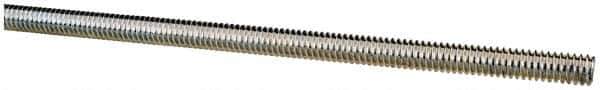 Made in USA - 1/4-20 UNC (Coarse), 6' Long, Low Carbon Steel Threaded Rod - Zinc-Plated Finish, Right Hand Thread - Apex Tool & Supply